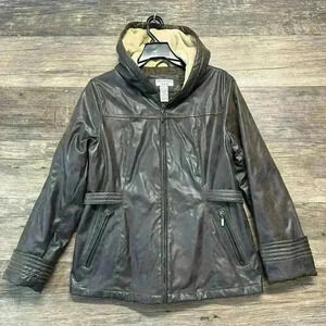Covington‎ Brown Leather-like Zip-up Jacket